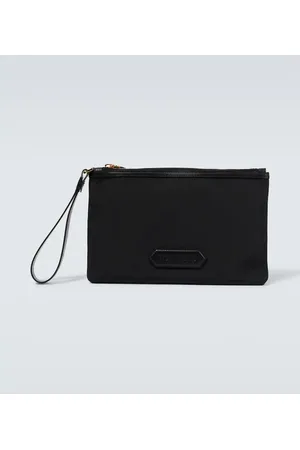 Tom Ford Logo leather-trimmed pouch