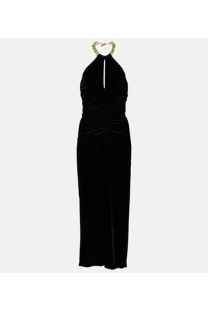 VERONICA BEARD Josette halterneck velvet midi dress
