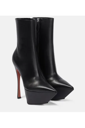 Amina Muaddi Yigit leather platform ankle boots