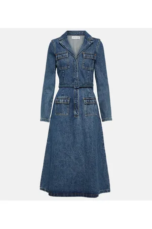 Self-Portrait Belted denim midi dress