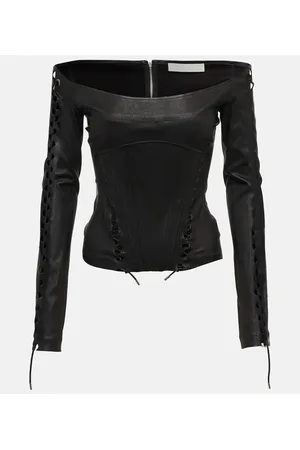 DION LEE Hinge-seam leather bustier top
