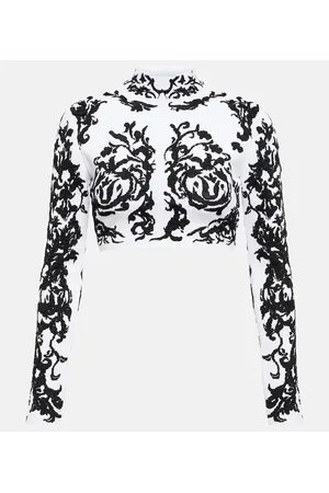 Alaïa AlaÃ¯a Calligraphy jacquard crop top