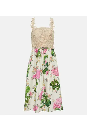 Oscar de la Renta Floral guipure lace midi dress