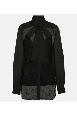 Elie saab Lace-trimmed silk-blend blouse