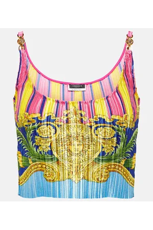 VERSACE Medusa Palm Springs plissÃ© crop top