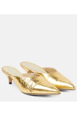Khaite River metallic leather mules