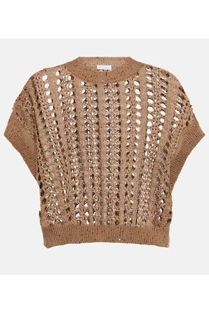 Brunello Cucinelli Cotton, linen, and silk top