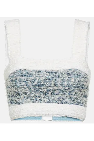 Balmain Tweed denim crop top
