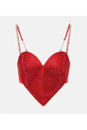 AREA Embellished wool crop top