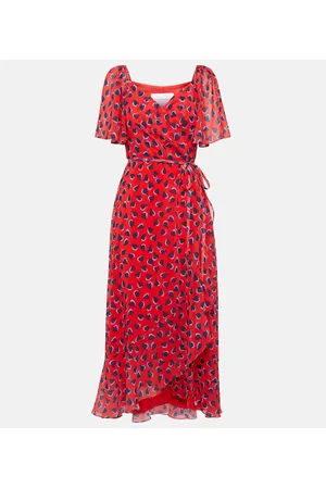 Carolina Herrera Printed georgette wrap midi dress