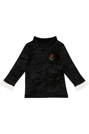 Mini Rodini Embroidered high-neck velour top