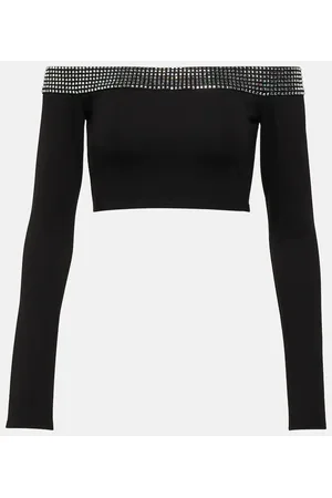 DAVID KOMA Crystal-embellished crop top