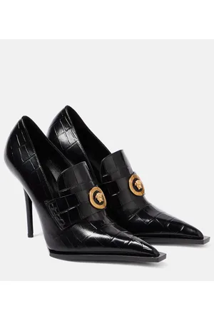 VERSACE Croc-effect patent leather pumps