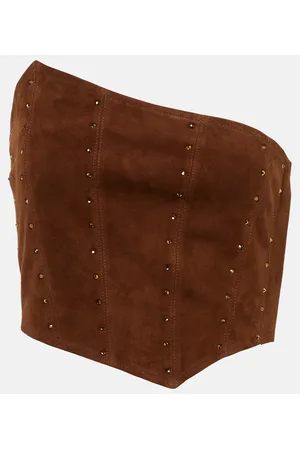 Alessandra Rich Asymmetrical strapless suede top