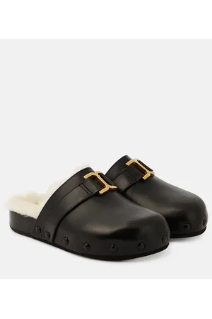 Chloé ChloÃ© Marcie leather and shearling slippers
