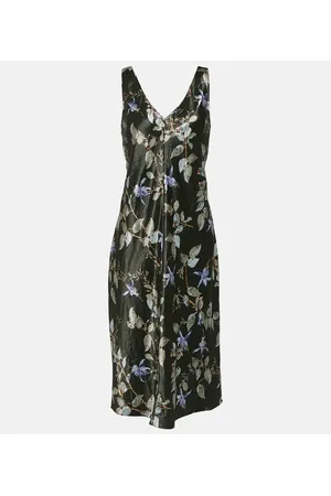 Vince Floral satin midi dress