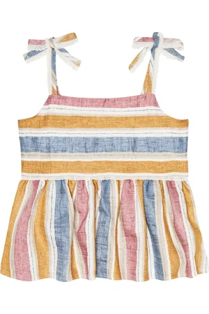 Il gufo Striped linen-blend top