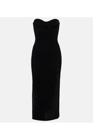 GALVAN Titania strapless velvet midi dress