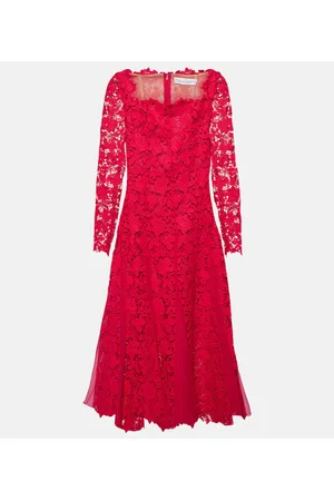 Oscar de la Renta Floral guipure lace midi dress