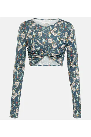 Isabel Marant Jinea floral jersey crop top