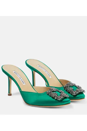 Manolo Blahnik Hangisimu 70 embellished satin mules