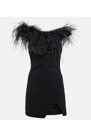 GIUSEPPE DI MORABITO Feather-trimmed off-shoulder minidress