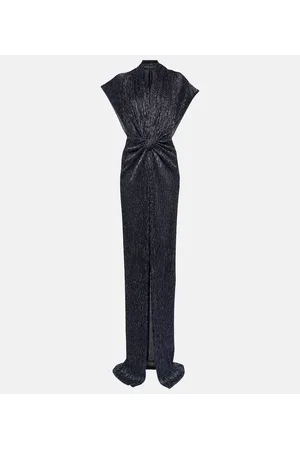 Costarellos Gathered plissÃ© gown