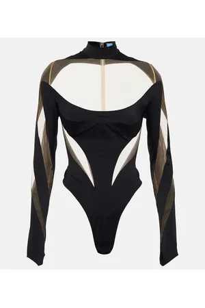 MUGLER Mesh-trimmed bodysuit