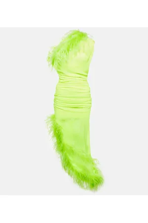 GIUSEPPE DI MORABITO Feather-trimmed midi dress