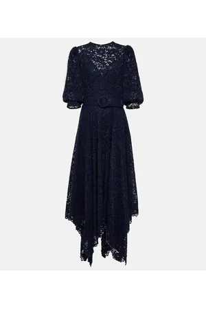 Costarellos Belted lace midi dress