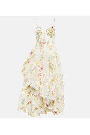 Erdem Alani linen and silk-blend midi dress