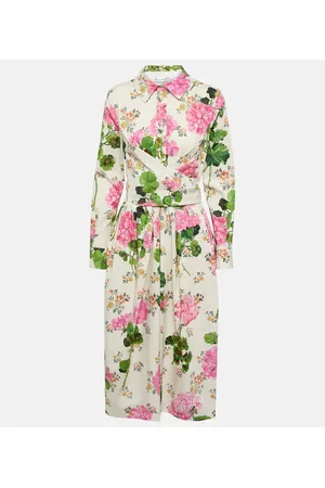 Oscar de la Renta Floral cotton midi shirt dress