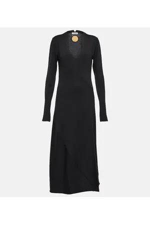 Jil Sander V-neck virgin wool midi dress