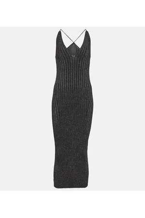 GALVAN Rhea metallic knit midi dress