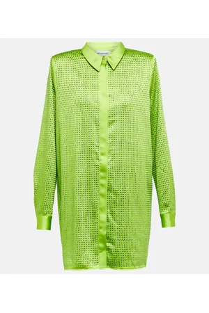 Self-Portrait Embellished satin shirt