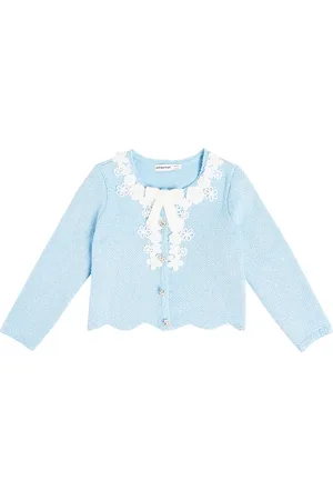 Self-Portrait Lace-trimmed embellished cardigan