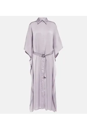 Brunello Cucinelli Satin belted shirt dress