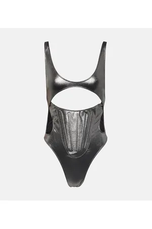 MUGLER Cutout metallic swimsuit