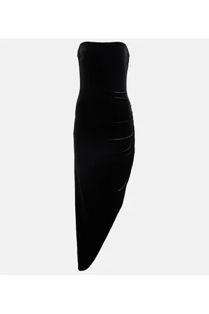 Norma Kamali Strapless asymmetrical midi dress
