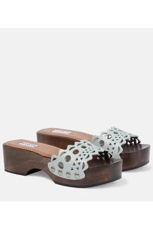 Alaïa AlaÃ¯a Vienne leather and wood slides