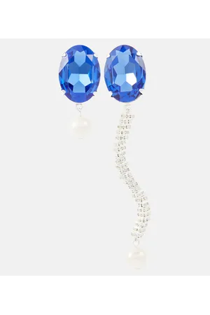 MAGDA BUTRYM Asymmetric crystal and pearl drop earrings