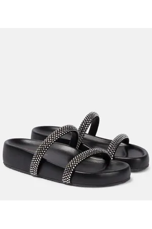Gianvito Rossi Embellished leather platform slides