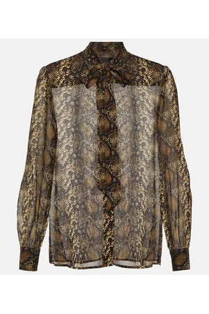 NILI LOTAN Carina snake-effect printed silk blouse