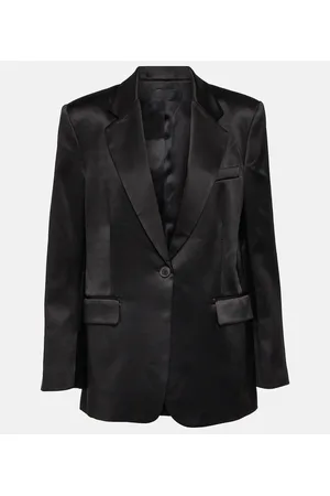 NILI LOTAN Boyfriend silk charmeuse blazer