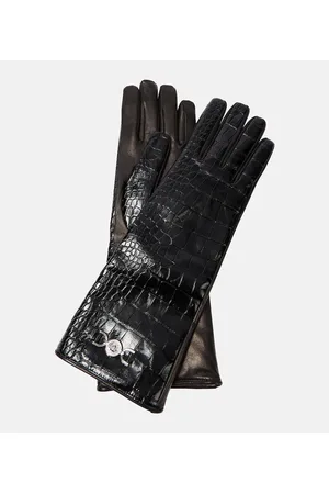 VERSACE Croc-effect leather gloves