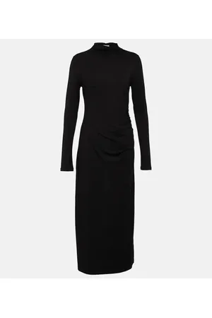 Vince Ruched high-neck jersey midi dress