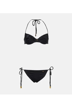 Tom Ford Logo ruched bikini