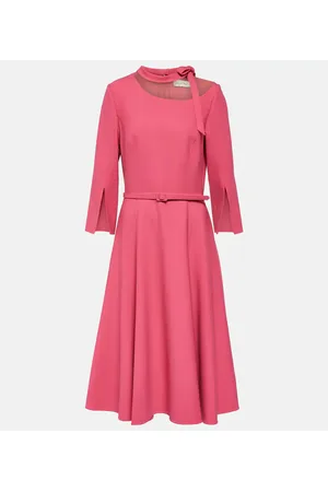 Oscar de la Renta Split-sleeve wool-blend midi dress