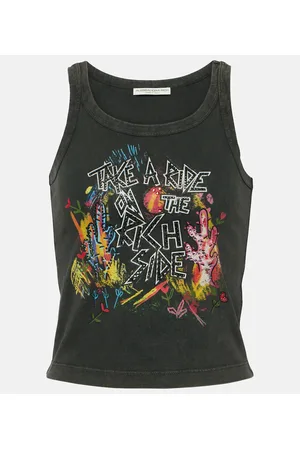 Alessandra Rich Printed cotton jersey tank top