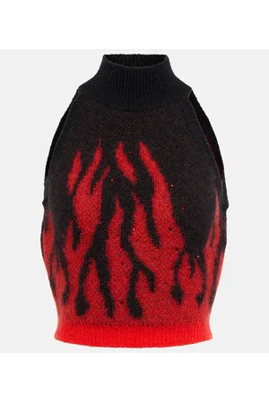 Alessandra Rich Embellished mohair-blend crop top